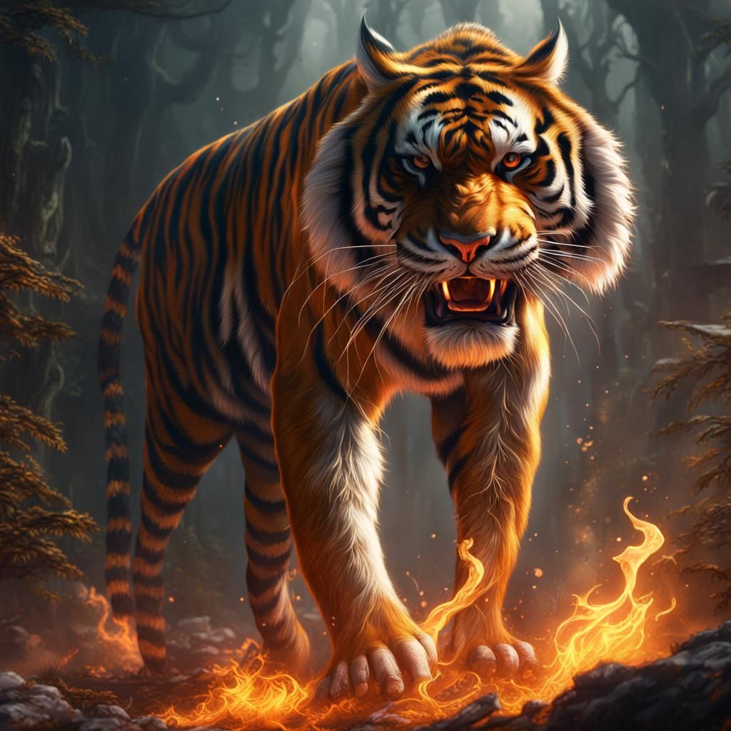 Tiger Tiger burning bright. - AI Generated Artwork - NightCafe Creator