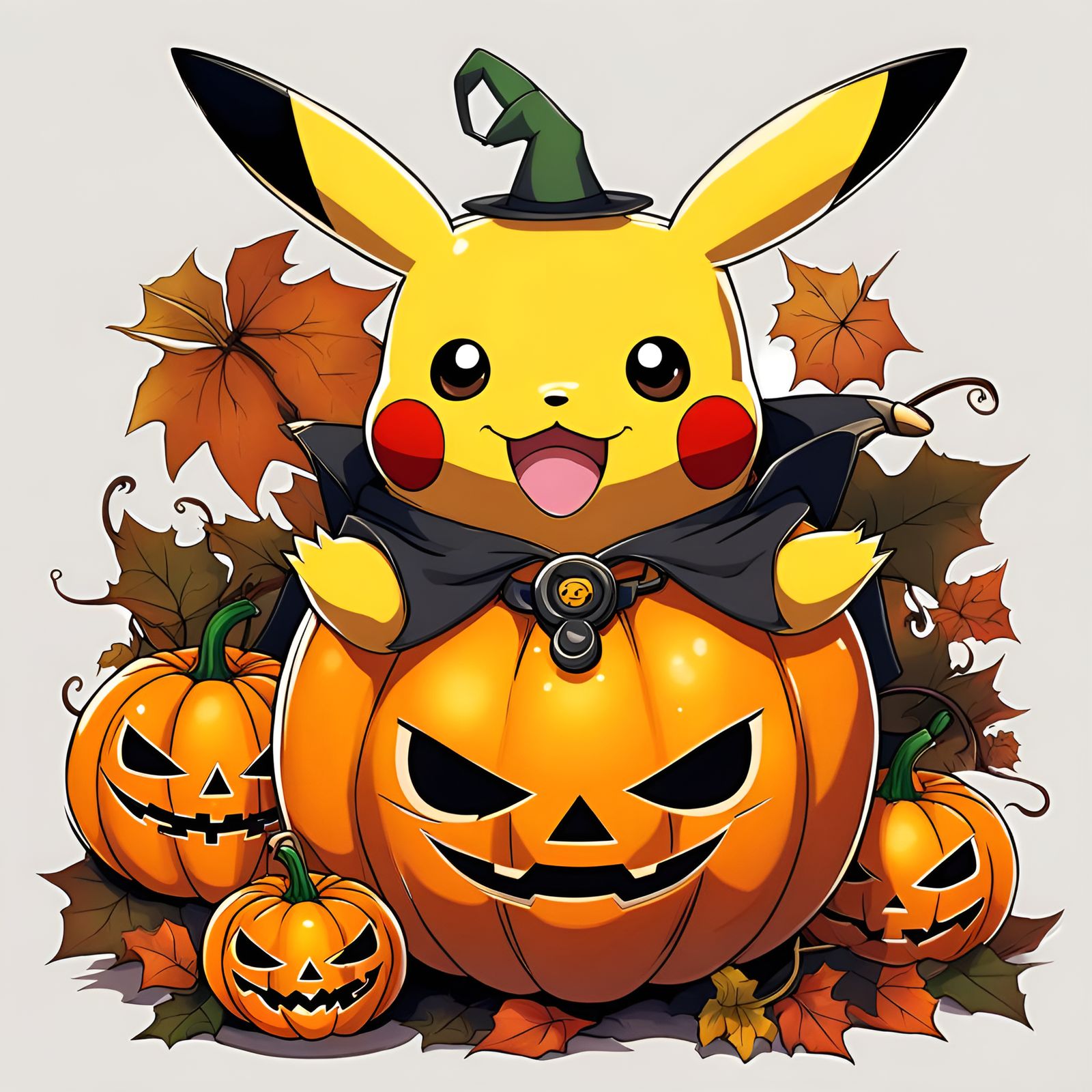 create pikachu dressed as a Halloween pumpkin - AI Generated Artwork ...