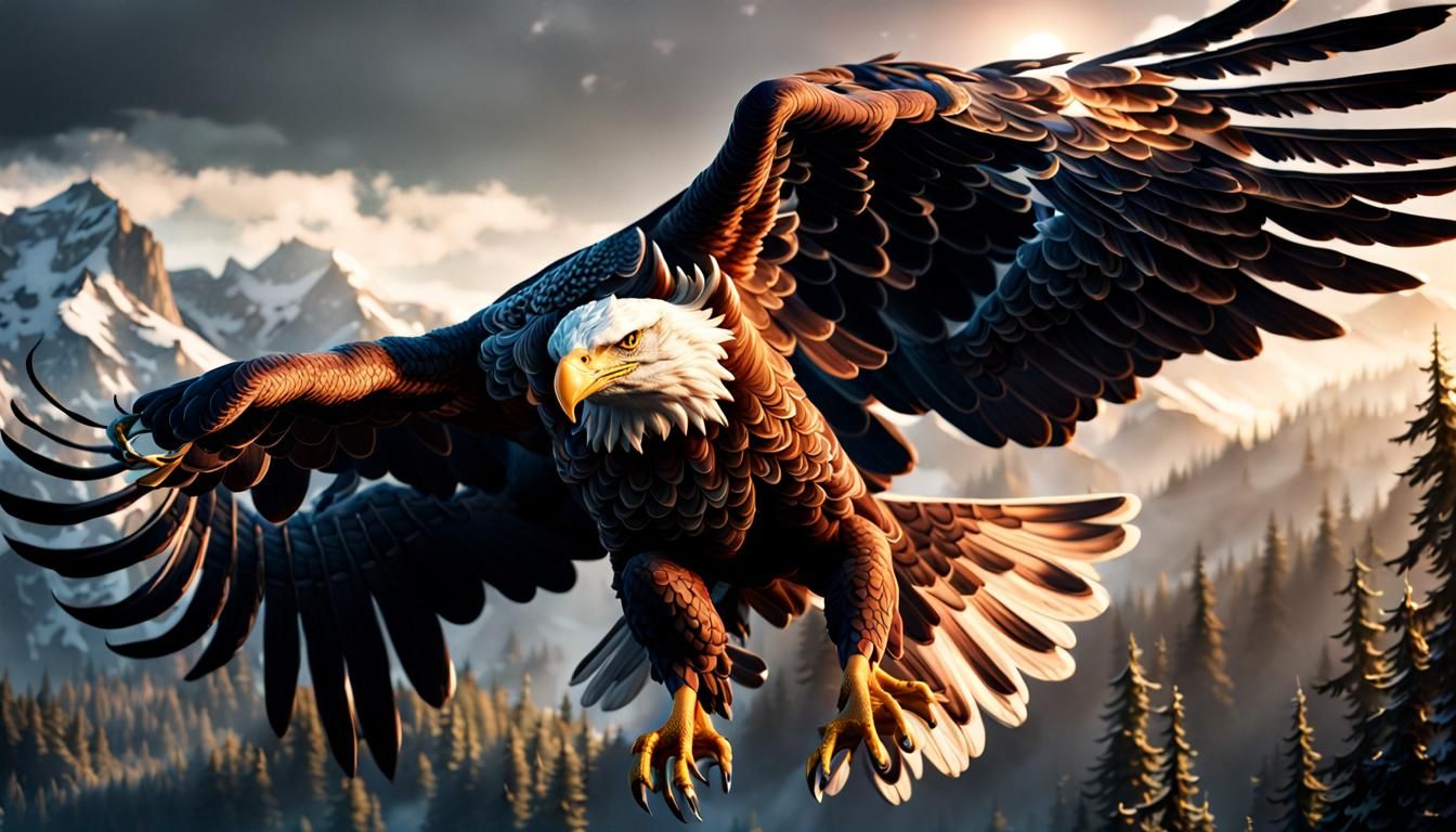 Large eagle circling intricate details, HDR, beautifully shot ...