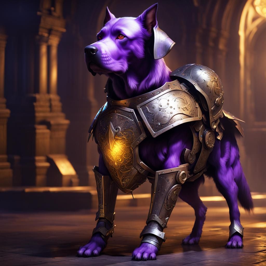 dog with metal armor