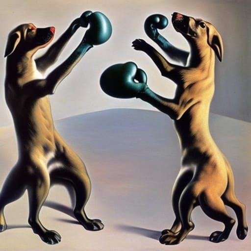 Surrealist Dogs Boxing, by Salvador Dali 