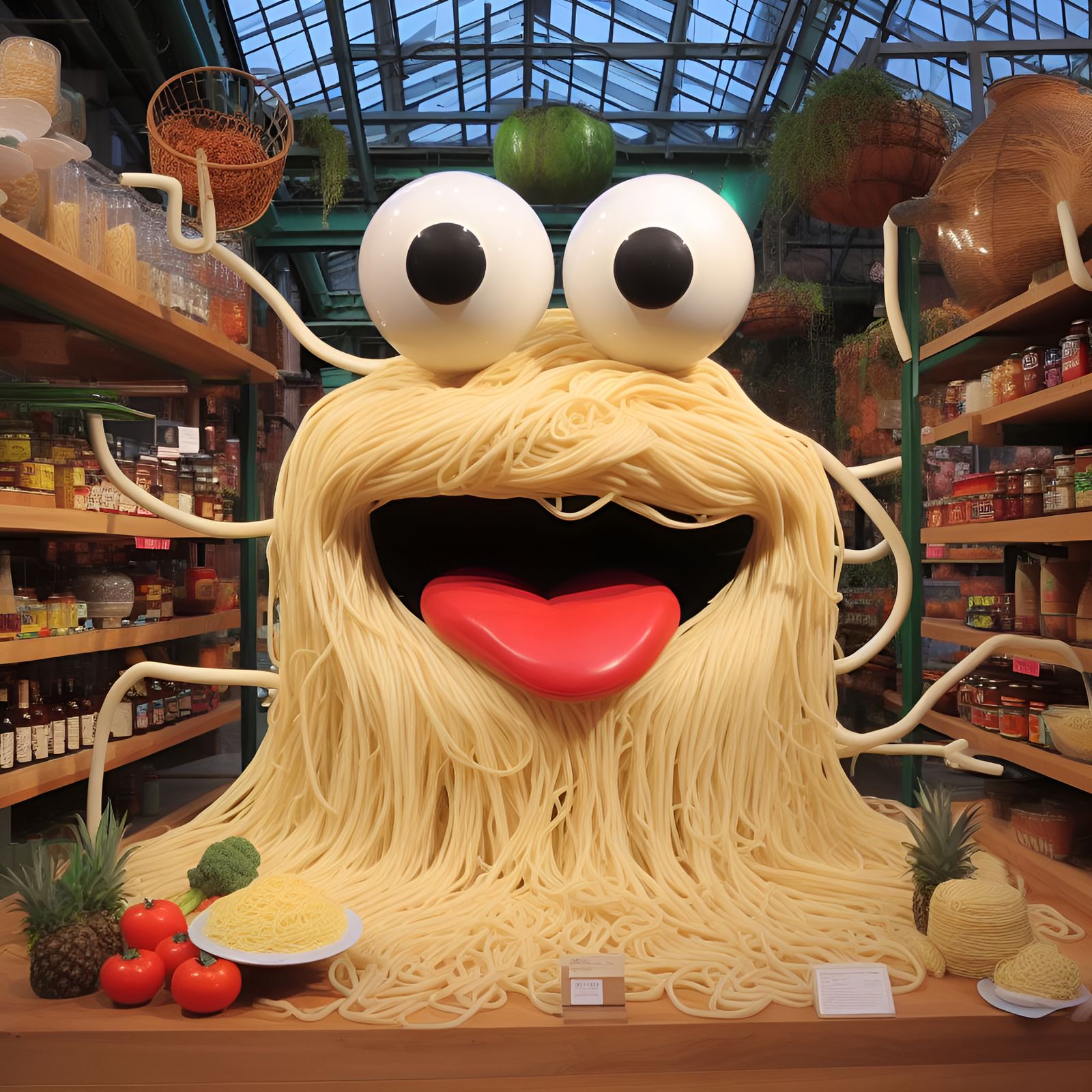 Spaghetti Monster gave up NYC and now works as a grocery store clerk.