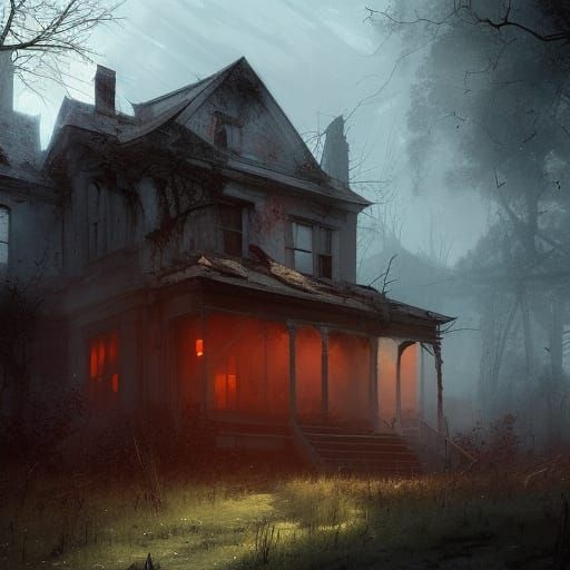 colorpop style, horror  Place Abandoned  house. Transparent ...