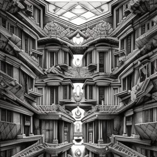 M C Escher complex drawing Epic cinematic brilliant stunning...