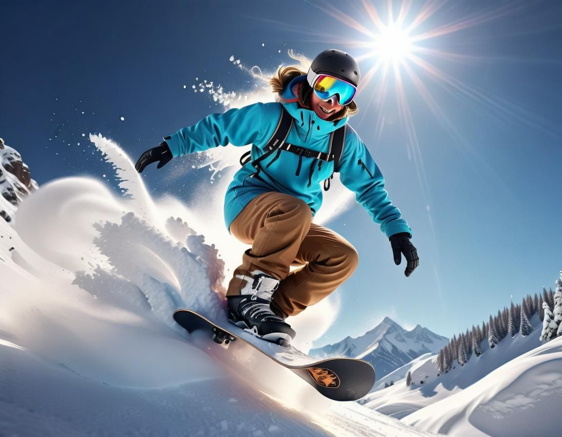 Snowboarder in  racing action  ...
