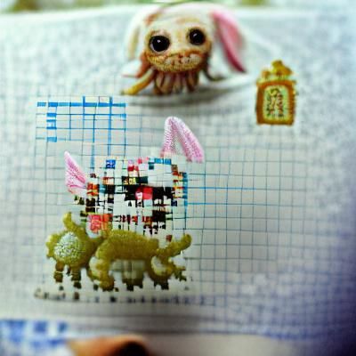 Cross-stitch kawaii creature