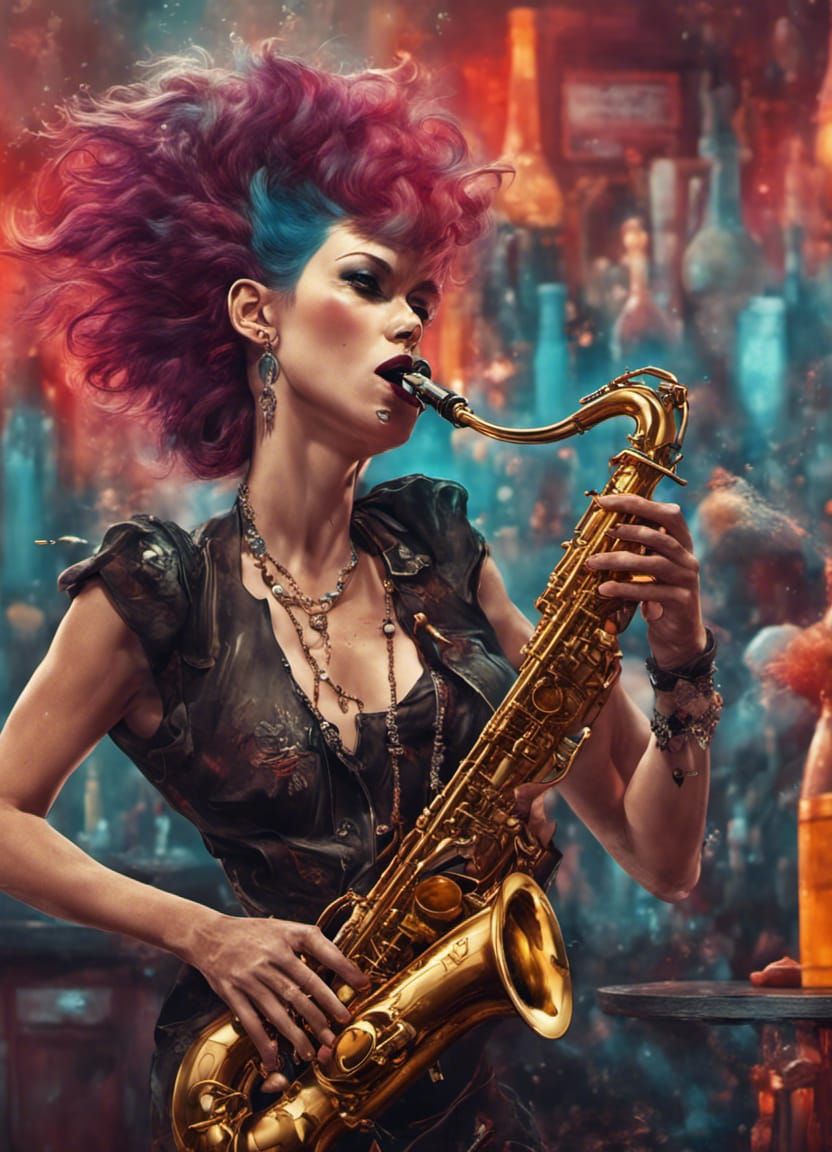 Lady Saxophone AI Generated Artwork NightCafe Creator