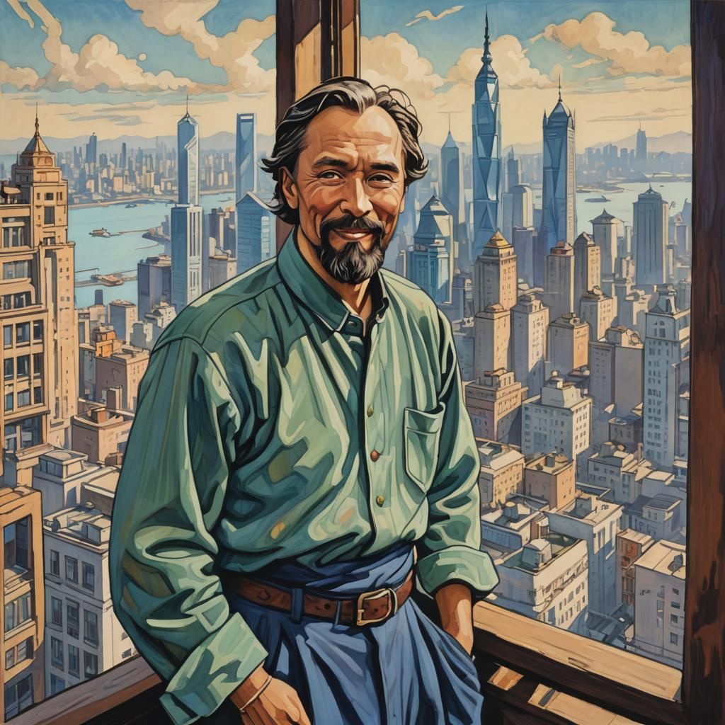 A portrait of the artist Roerich in   the city  Shanghai. Ni...