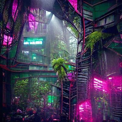 cyberpunk rainforest