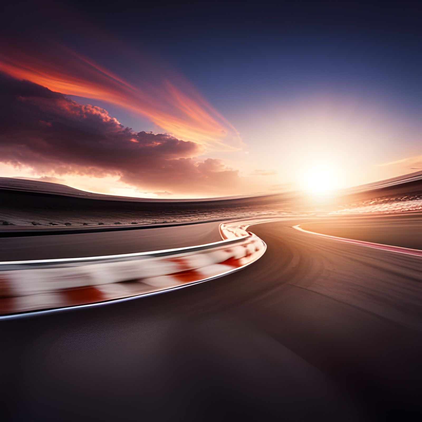 A race track at sunrise cinematic