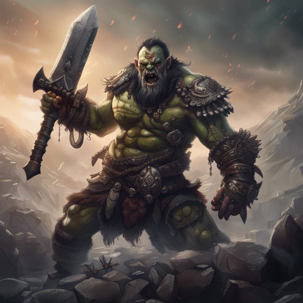 Dnd Style Orc Barbarian - Ai Generated Artwork - Nightcafe Creator