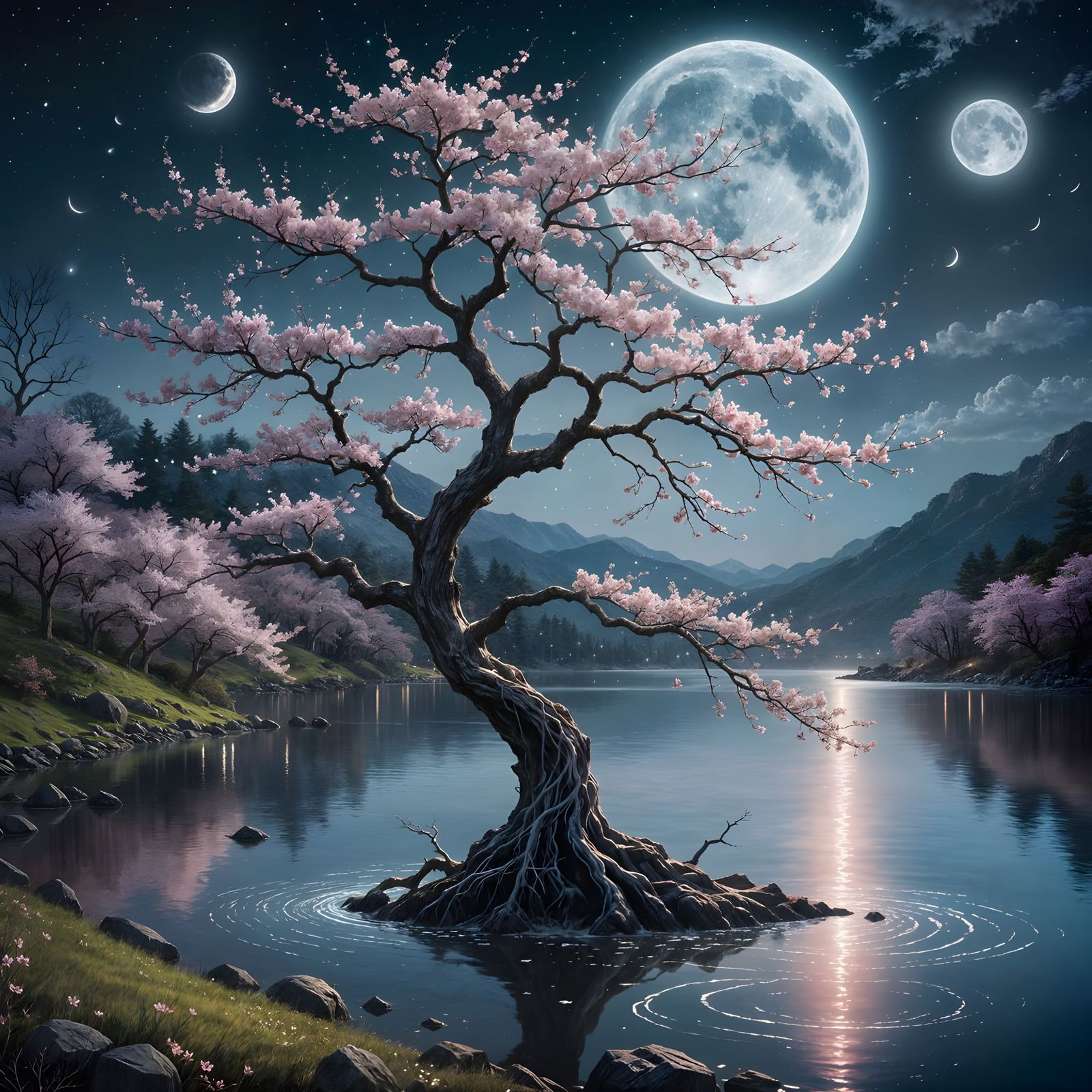 moonlit tree  by @tohelpukraine