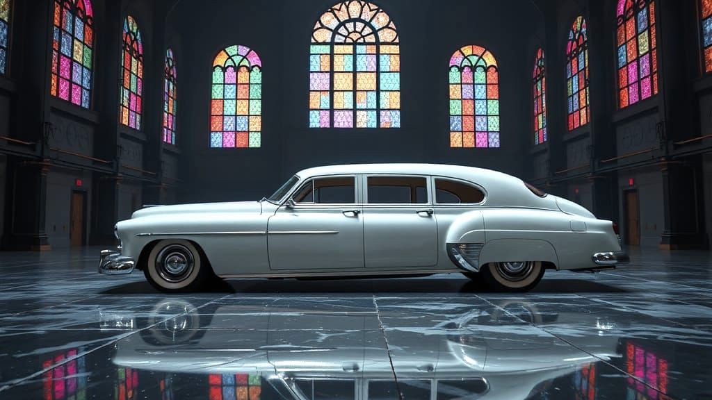 A sleek 1940s retro restomod limousine