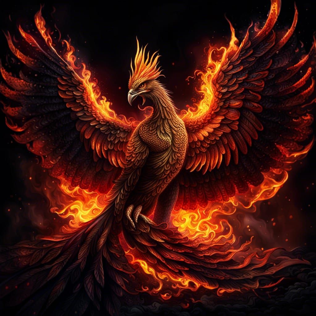 Flaming Phoenix rising from the ashes. - AI Generated Artwork ...