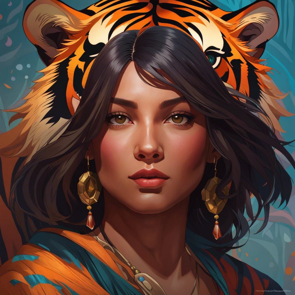 Tiger Girl AI Generated Artwork NightCafe Creator
