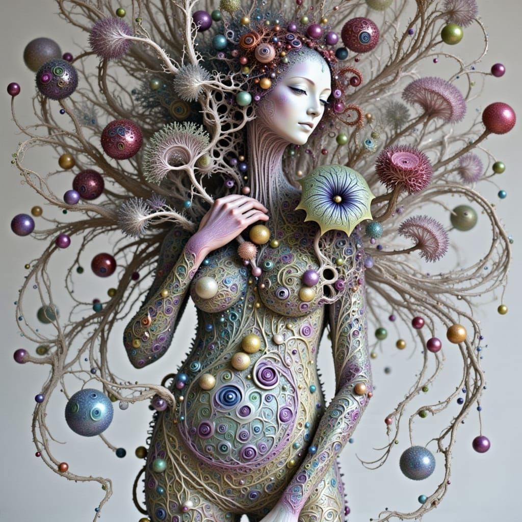 <lora:Intricacy Vibe:1.0> <lora:Complexity Wash:1.0> GODDESS HOLDING IN HANDS MOST ARTISTIC ARRANGEMENT BOUQUET OF DRIED FLOWERS, ELONGATED ...