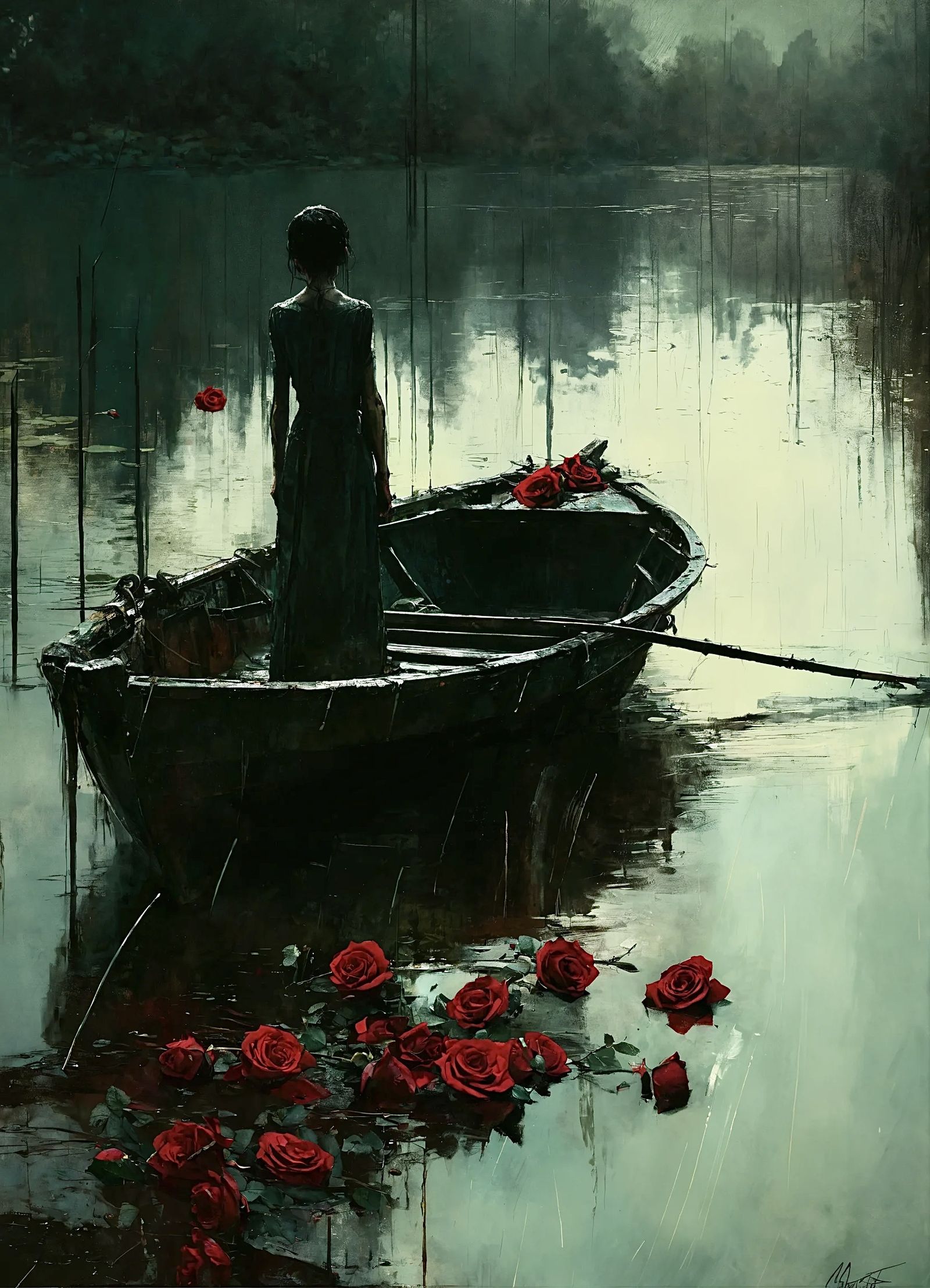 Roses on water