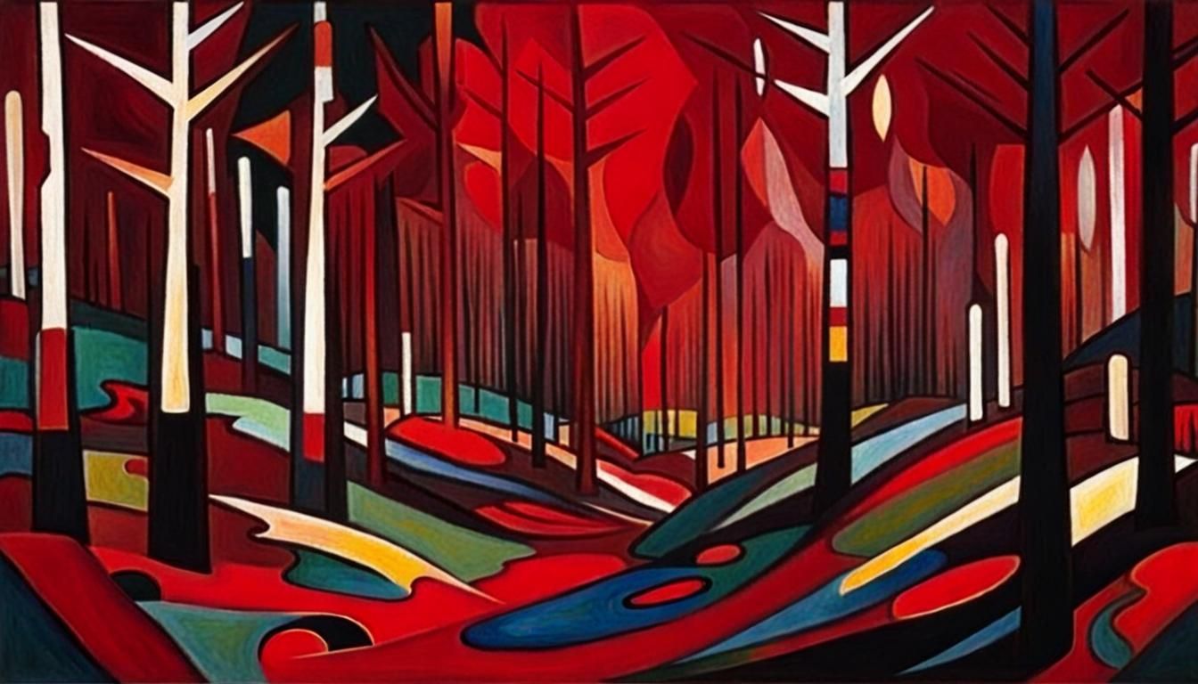 dark bloody red forest Kandinsky