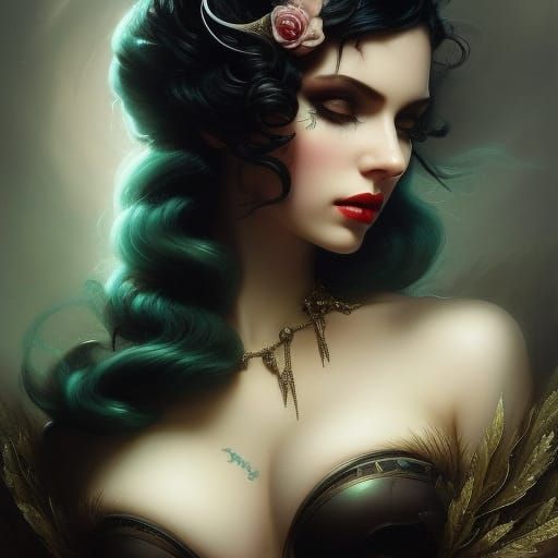 Glamorous Dark Pin-Up with Green Eyes