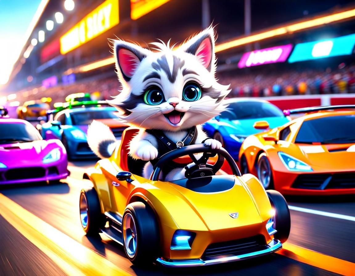 🤣 Funny Drag Racing 🏎️ Kitten 🐱  by @fredexteam