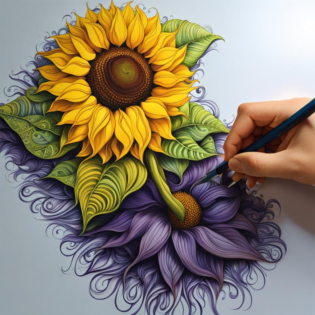 An artistic vision of a sunflower AI Generated Artwork NightCafe