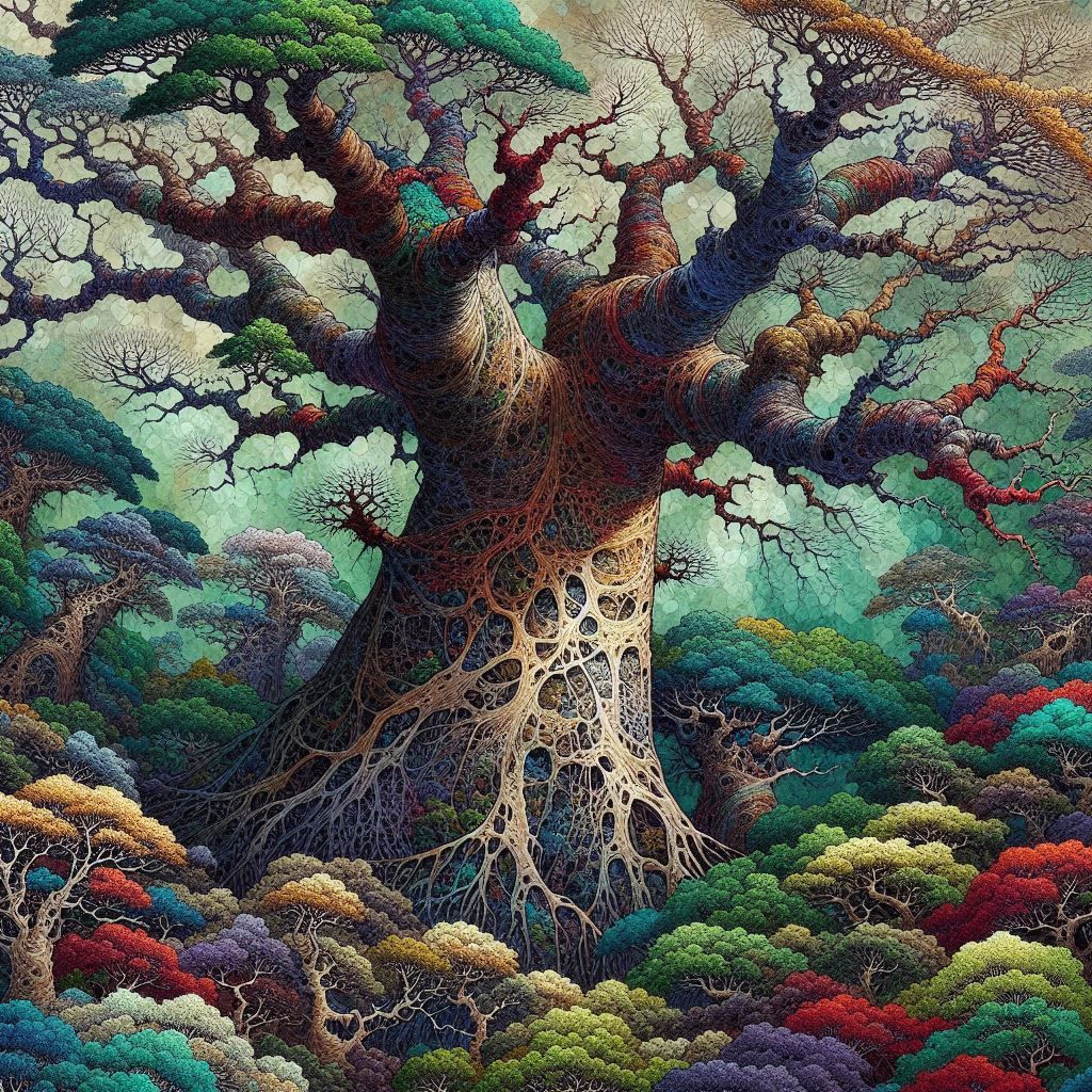 Photorealistic  Grandidier’s Baobab Japanese Ink Art 1