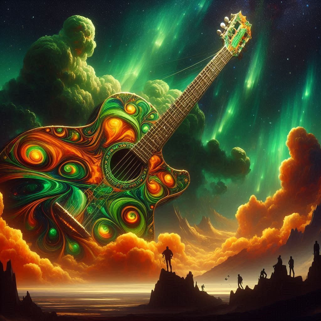 the great turtle-shell guitar in the other sky