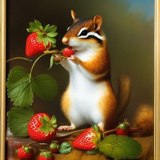 Chipmunks love my strawberry patch  by @Virginia Allain