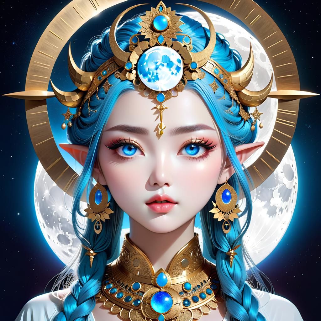 Moon Goddess Elf - AI Generated Artwork - NightCafe Creator