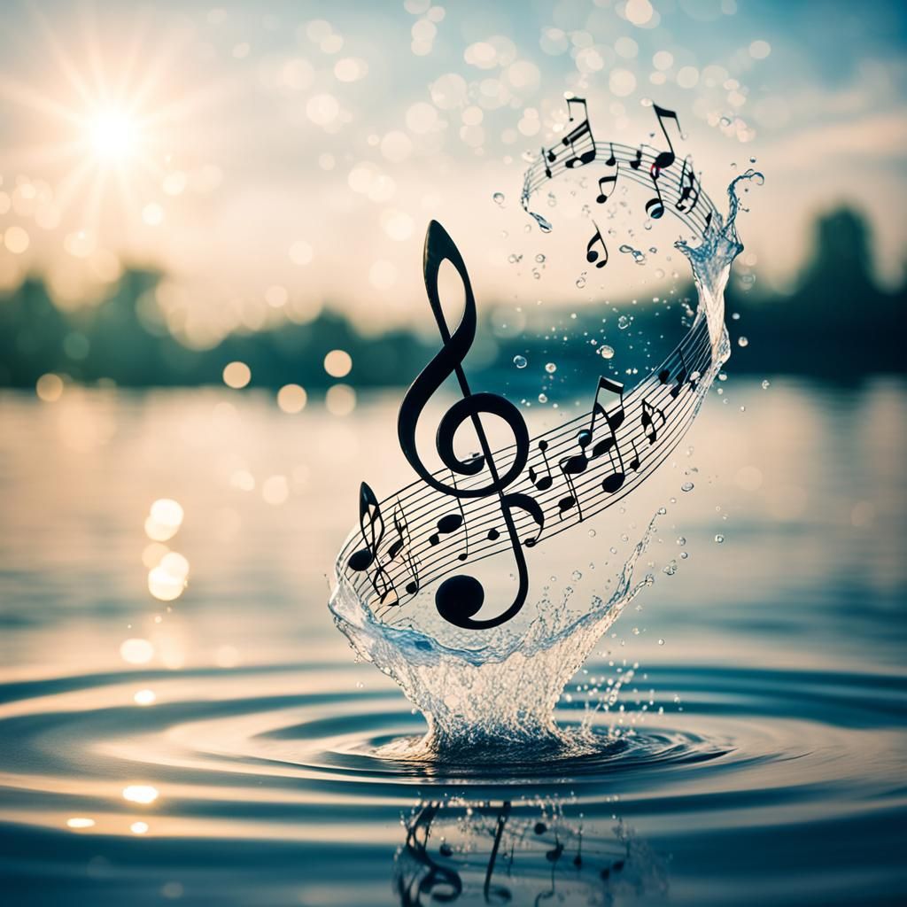music note dancing on water Professional photography, bokeh, natural lighting, canon lens, shot on dslr ...  by @Crush1980