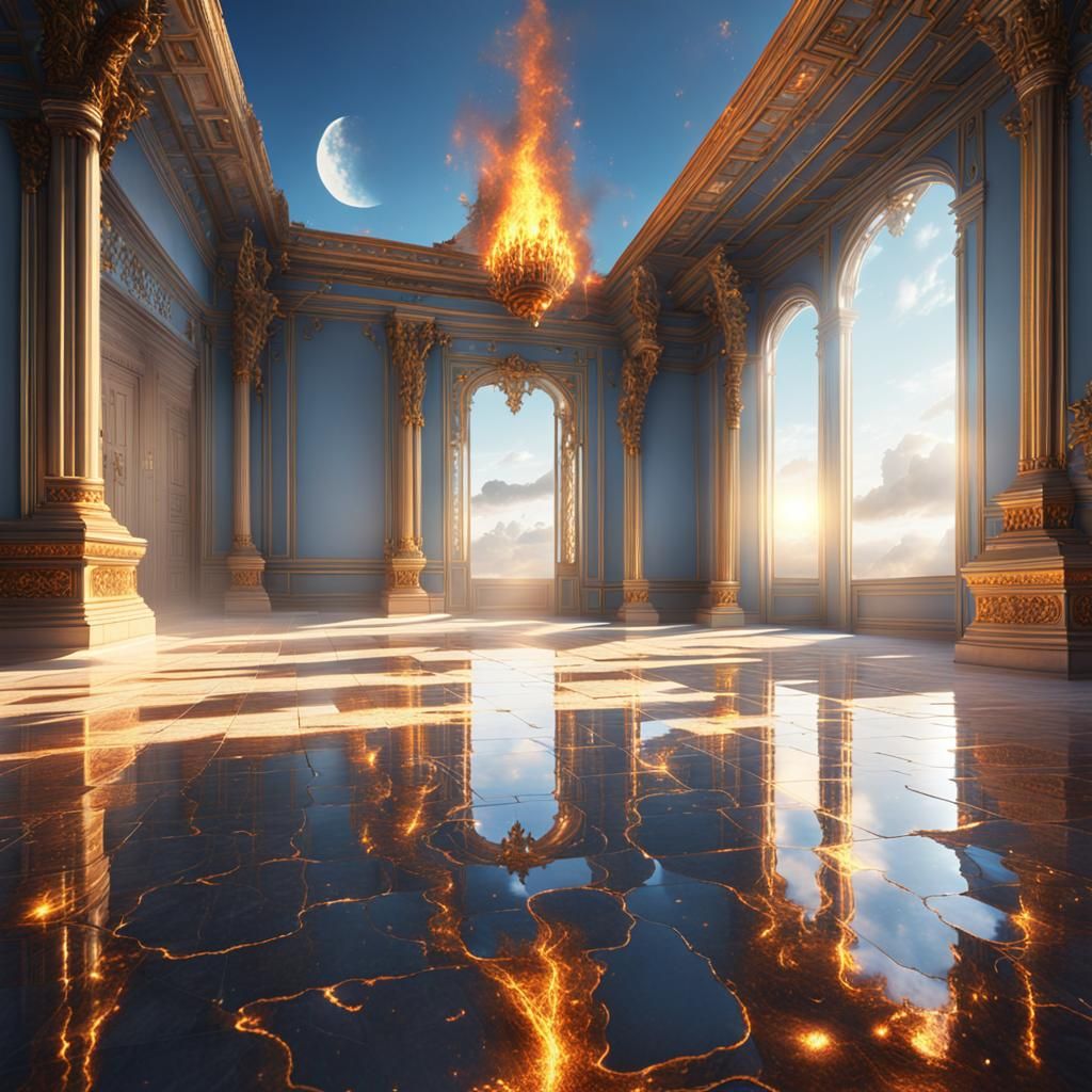 Bright Beacons of Light in a Detailed Matte Painting