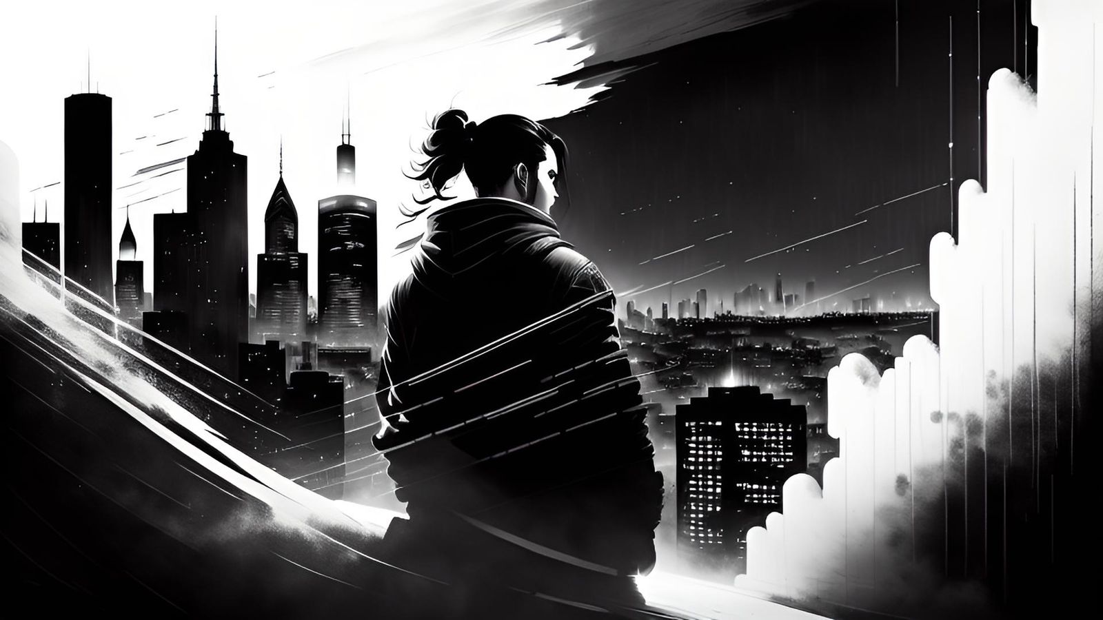 Heavily Stylized B&W Cityscape