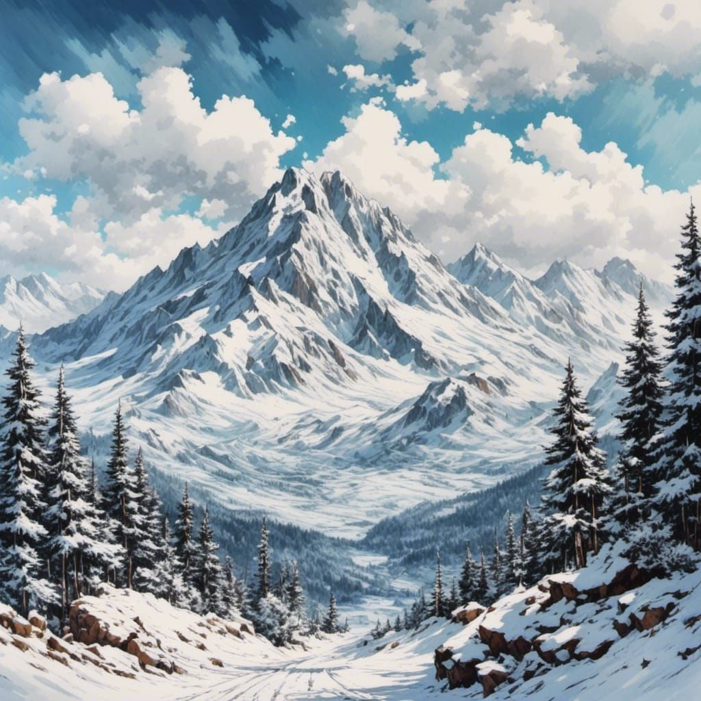 <lora:Anime v21:1.0>  A snow capped mountain scene