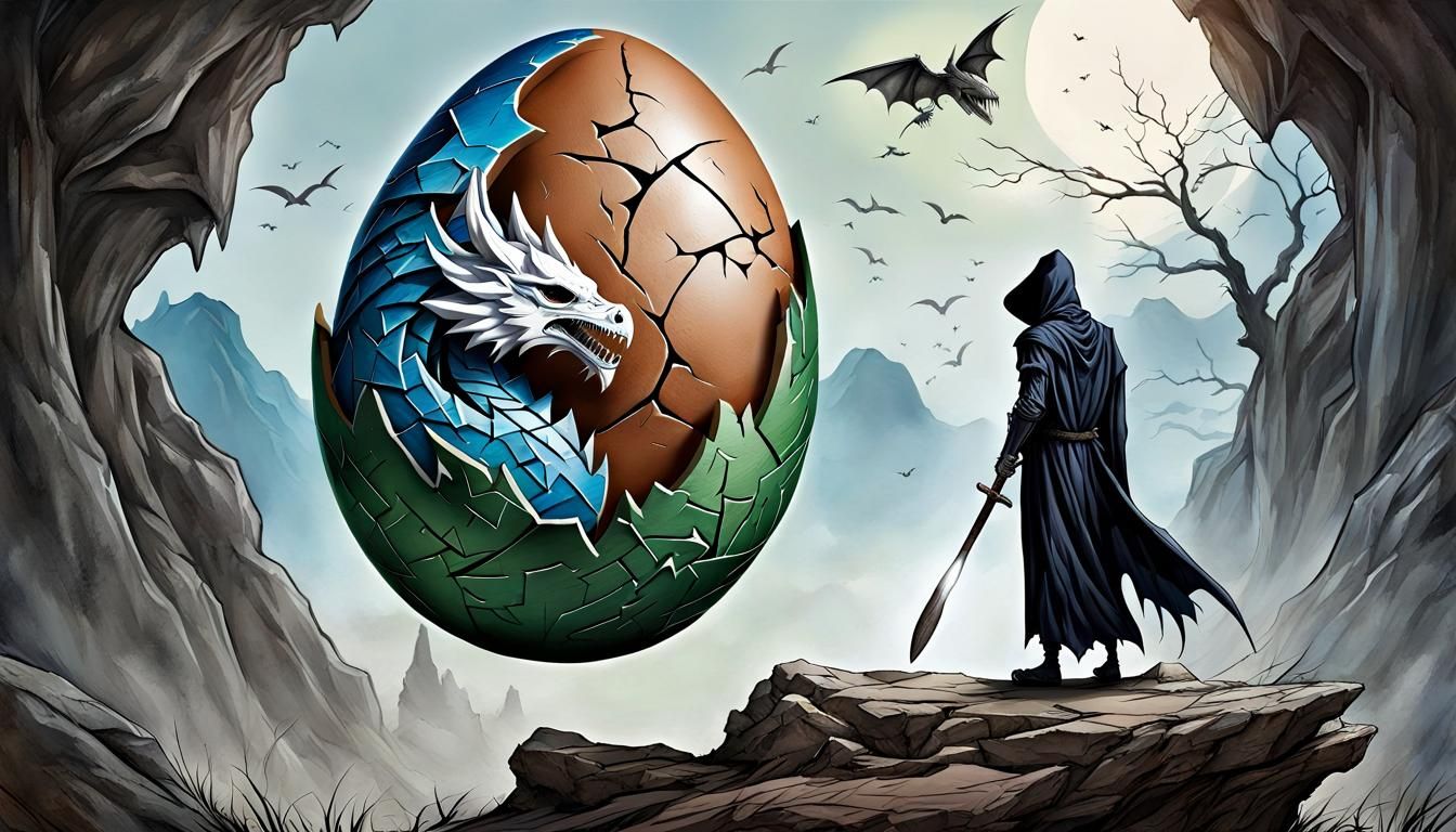 Easter Egg Dragon by Arthur Rackham: Digital Painting