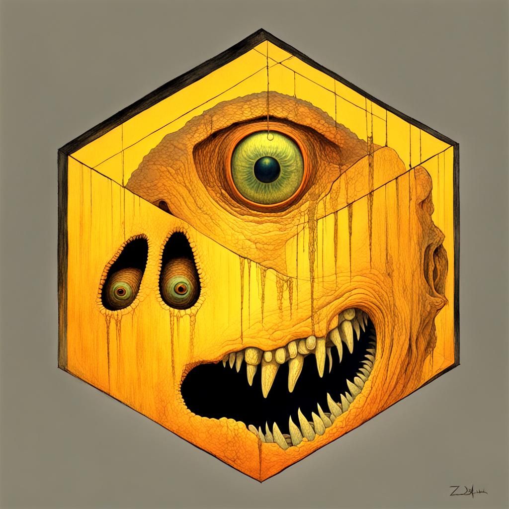 An eldritch god, made out of lamprey mouths and teeth Zdzisł...