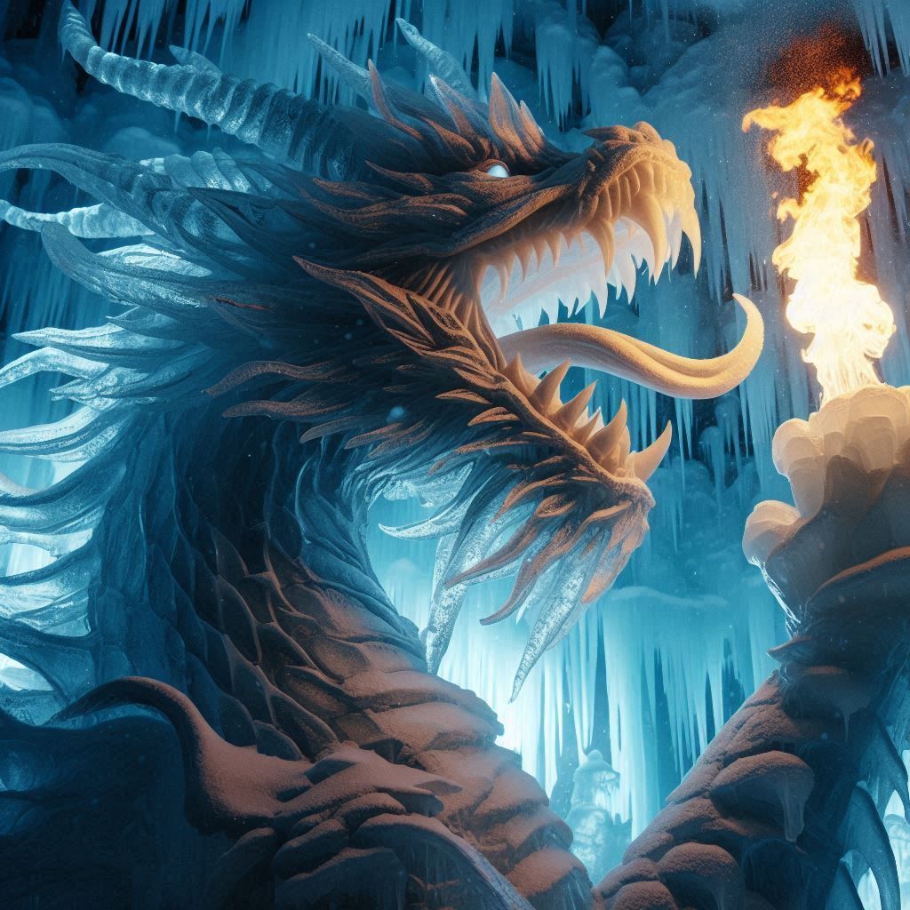 Ice sculpture of dragon
