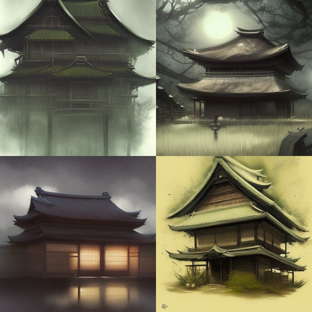 Japanese house  with ghostly atmosphere