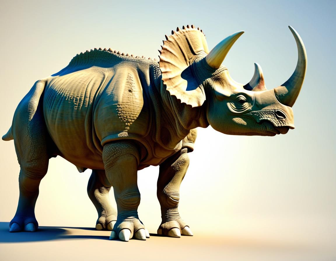 Triceratops and Rhinoceros Together