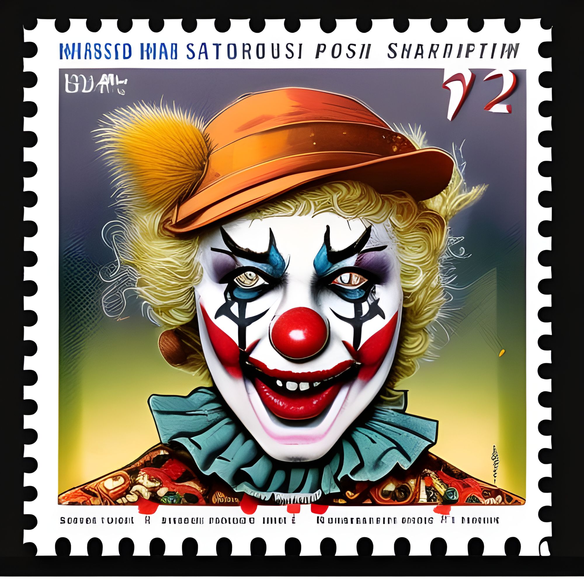 Creepy Clown Stamp AI Generated Artwork NightCafe Creator