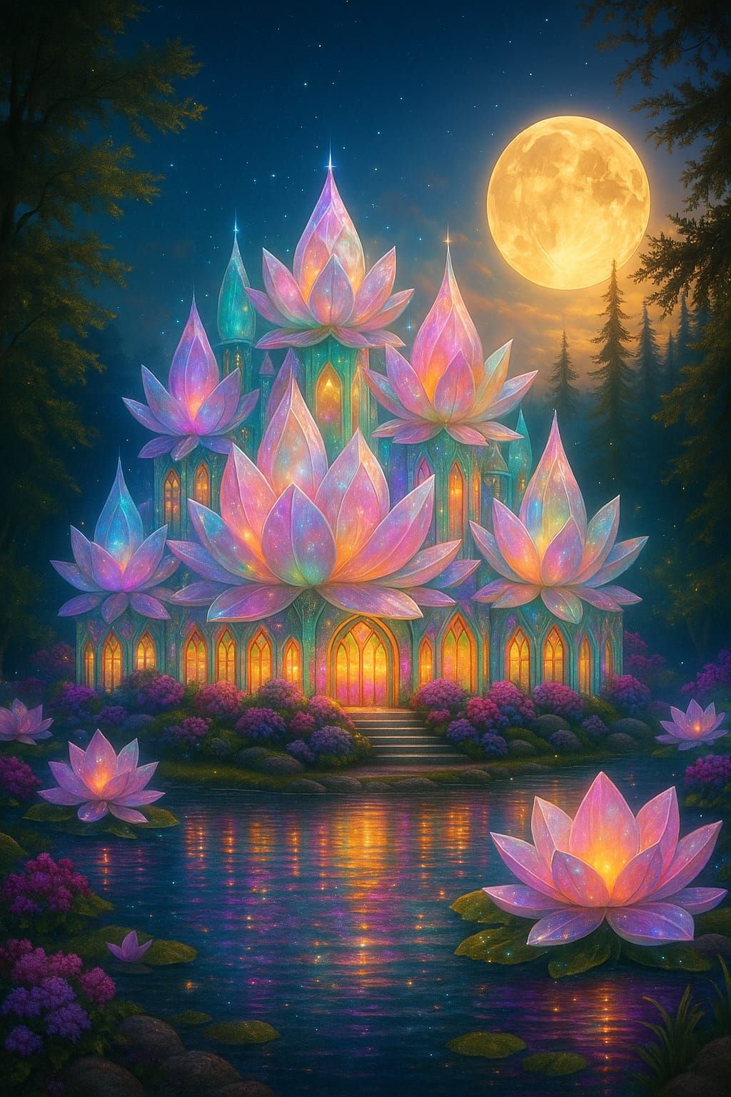 Moonlit Lotus Palace Reflection