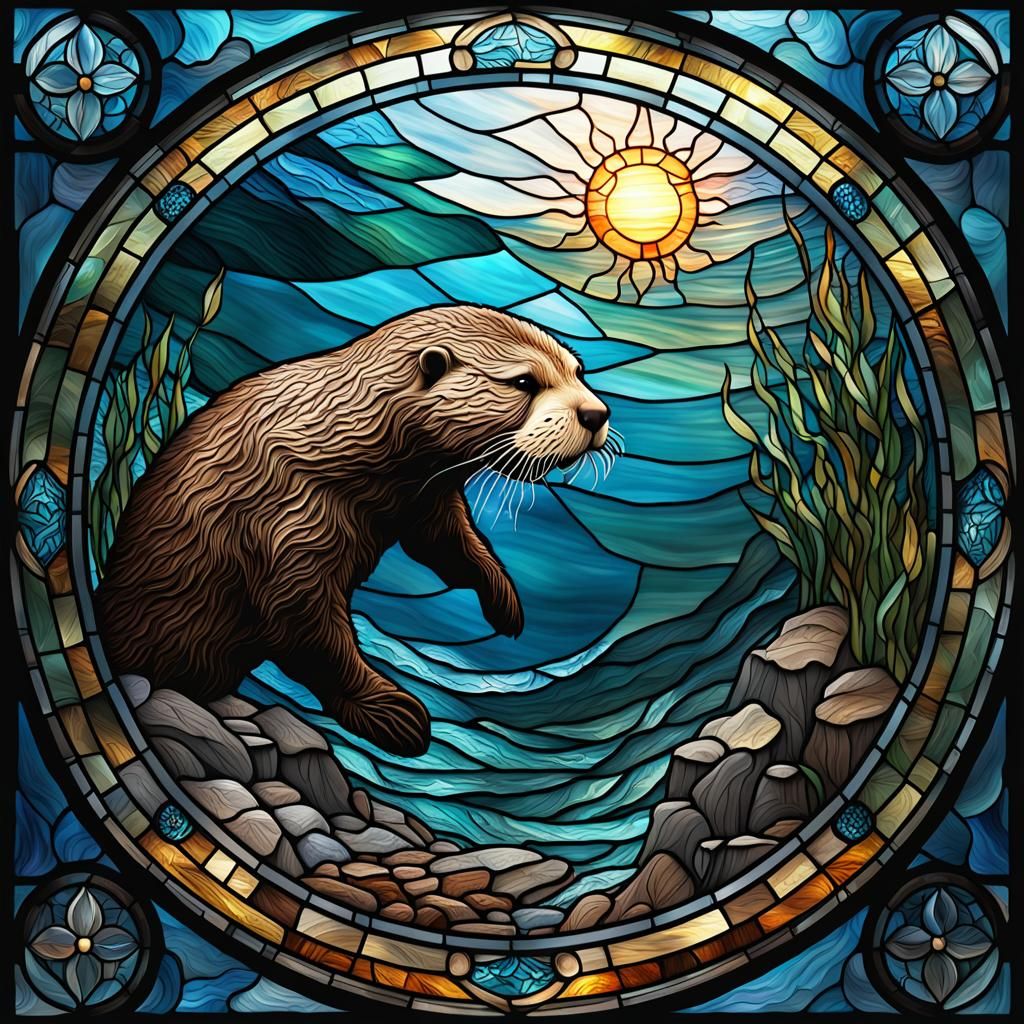 Stained glass sea otter  by @akdollface007