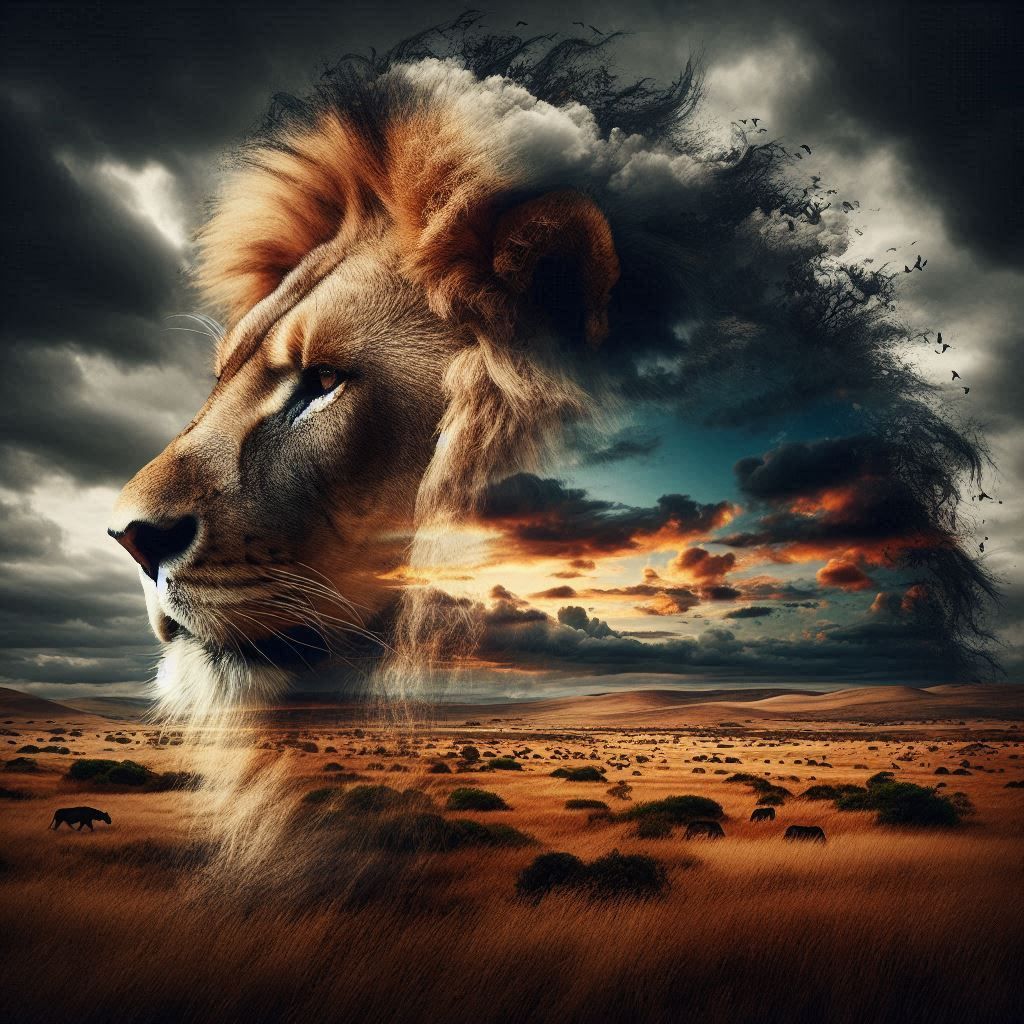 double exposure beautiful fantasy DALL-E 3 portrait landscape..