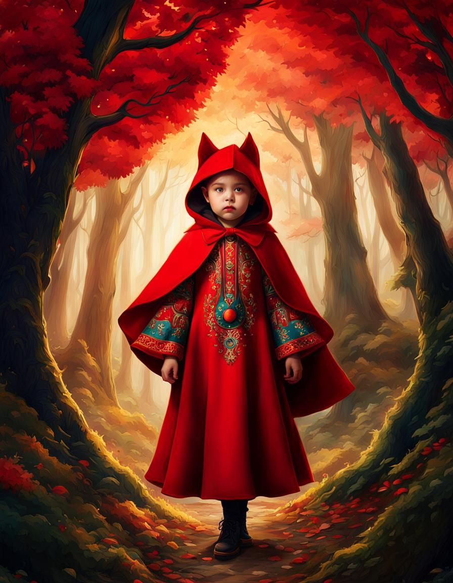 Little Red Riding Hood-inspired dress complete with embroide...