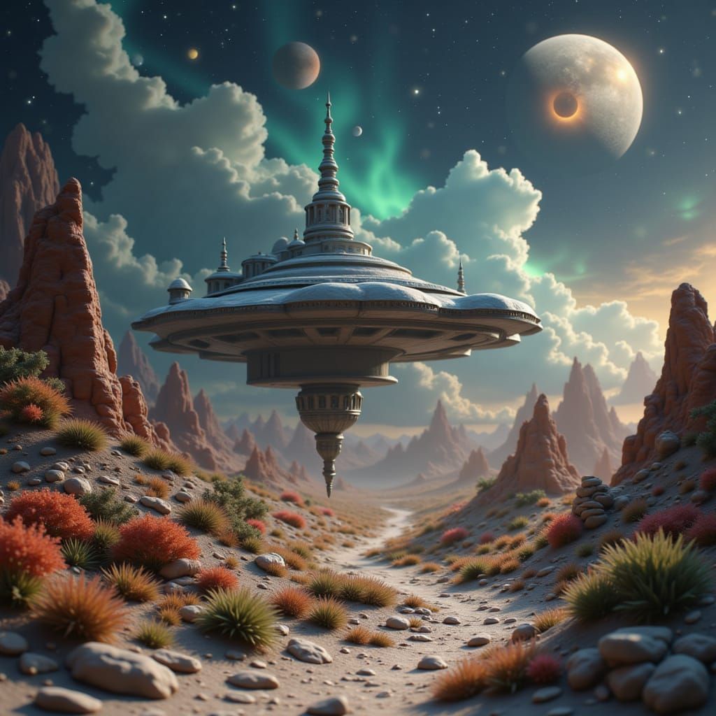 <lora:Diorama:1.0> an alien society on a far away planet