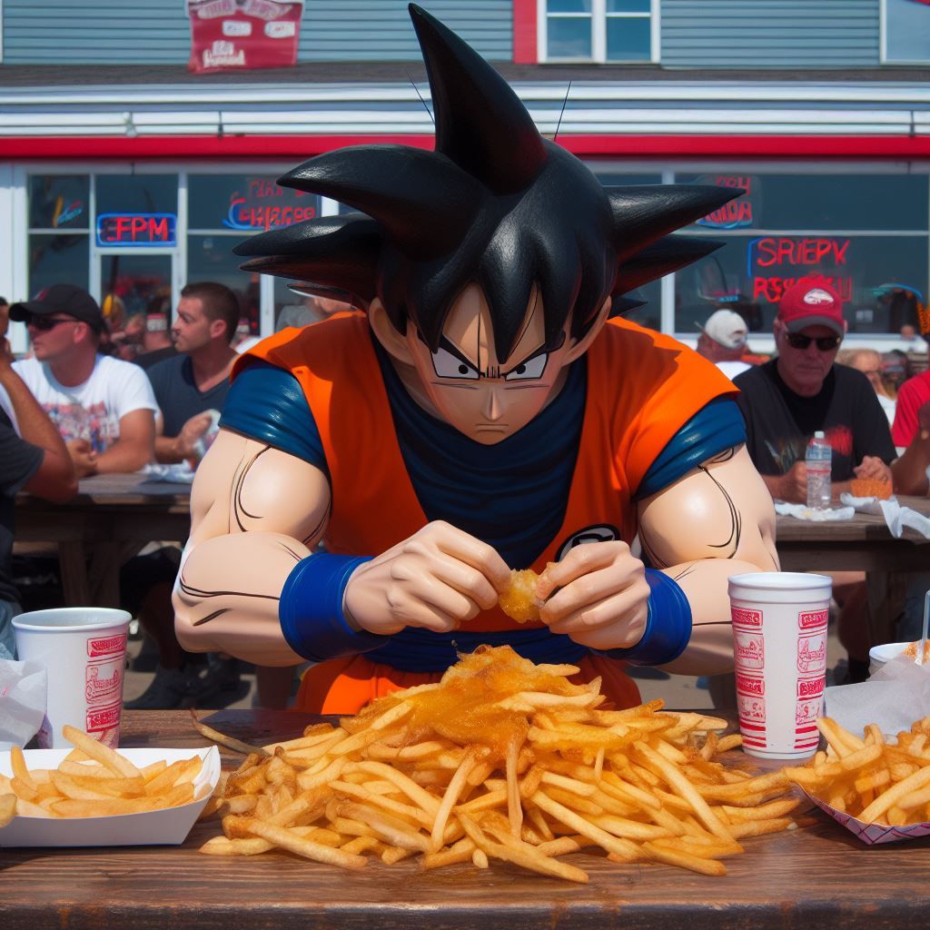 Goku at the Fish and Chips challenge