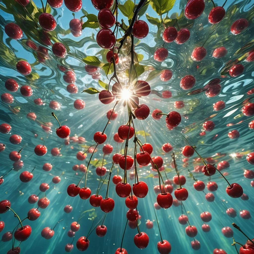 Cherries Under Water  by @LeuGen