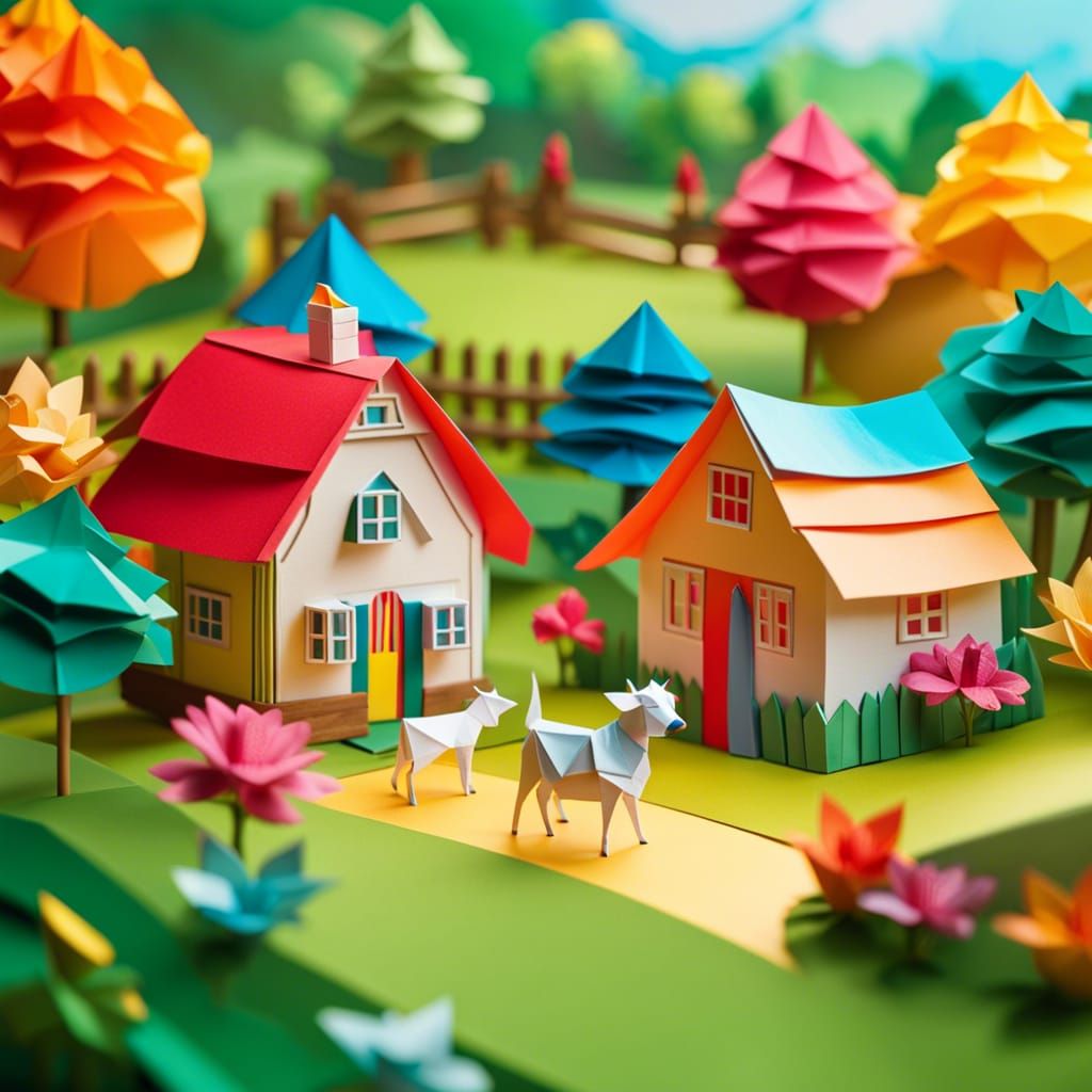 Origami village AI Generated Artwork NightCafe Creator