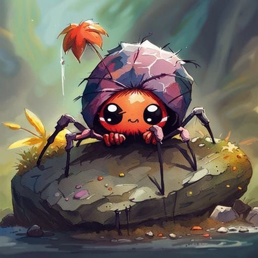 cute spider on rock