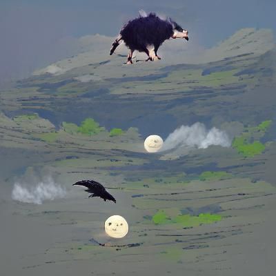a caw jumping over the moom