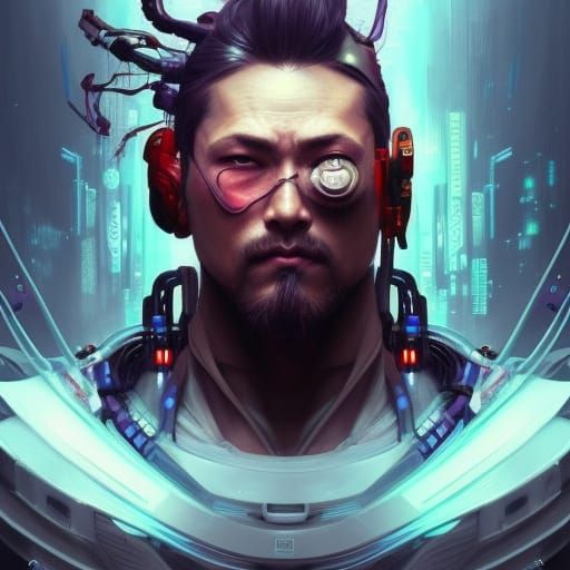 cyberpunk street samurai Head and shoulders portrait, 8k resolution ...